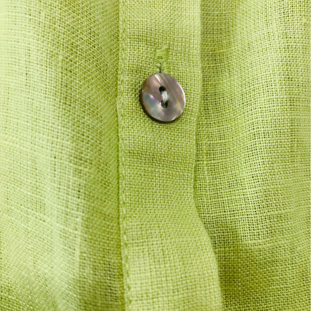 Rachel Zoe Green Linen Button Down Shirt - Picture 2 of 8